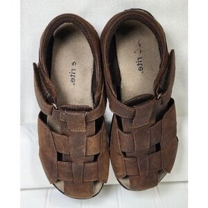 Stride Rite Kids Sandals 1.5 Brown Leather Angler Preppy Fishing Outdoor Resort